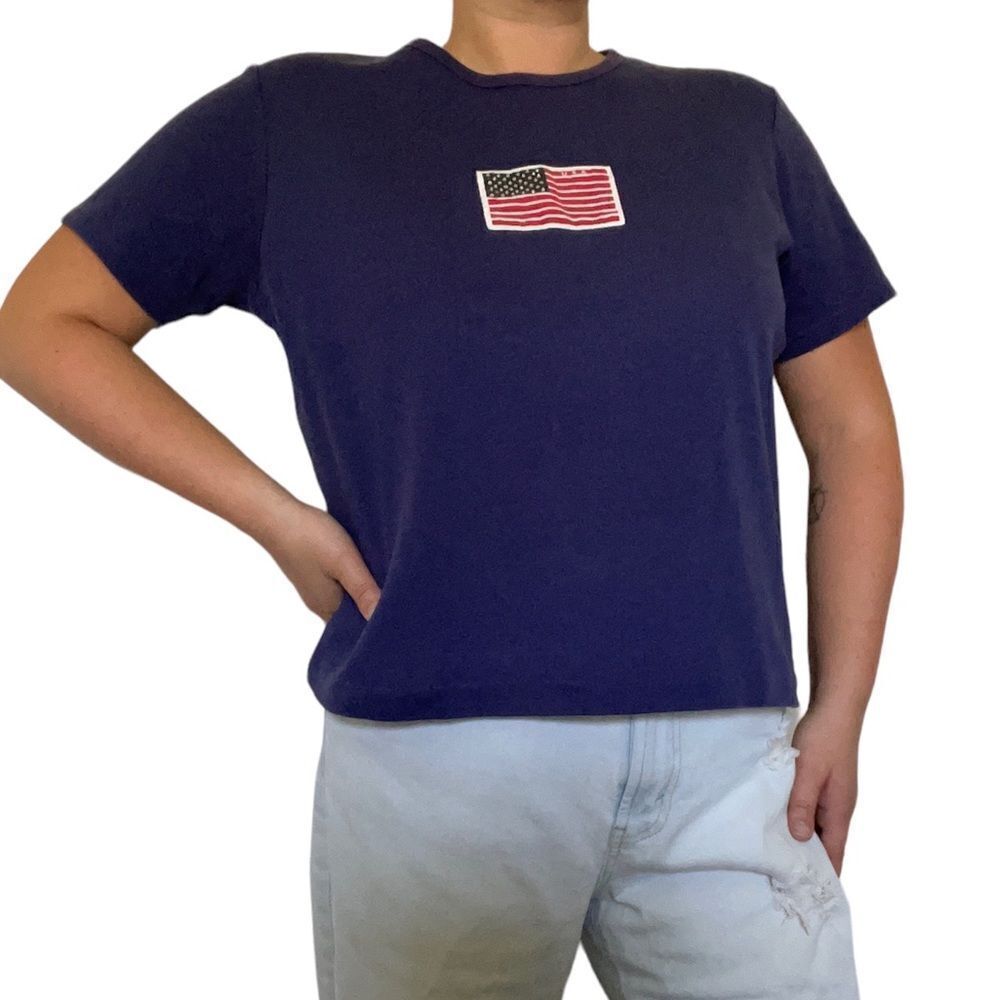 Sport Savvy y2k American flag T-shirt with rhinestones size L